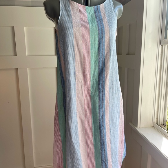 Linen Striped Sleeveless Dress Size 2 - Picture 2 of 6